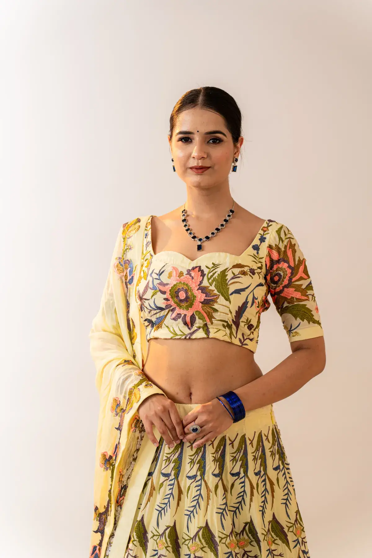 Butter yellow, painted by hand for a haldi in the sun.