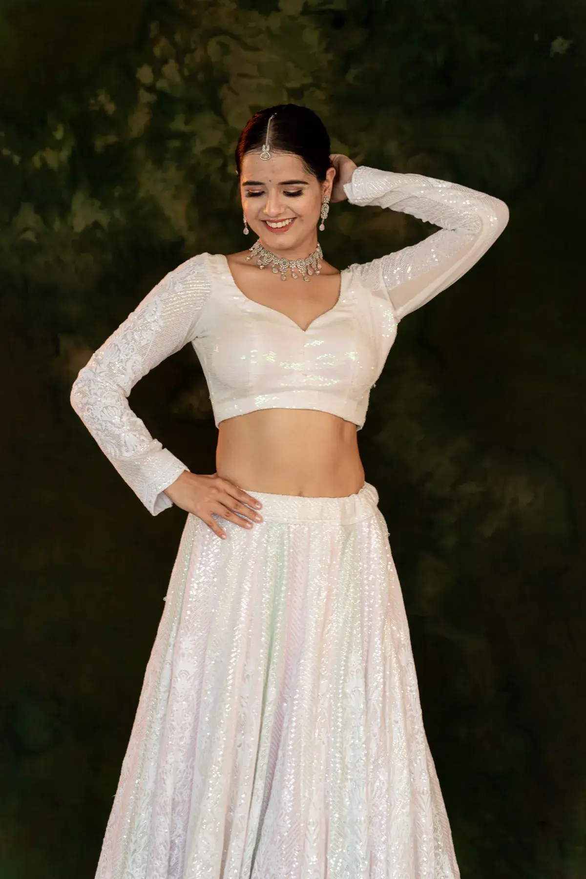 Raat Rani sequin lehenga, styled